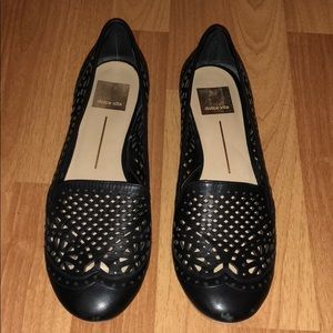 Black lack slip on flats
